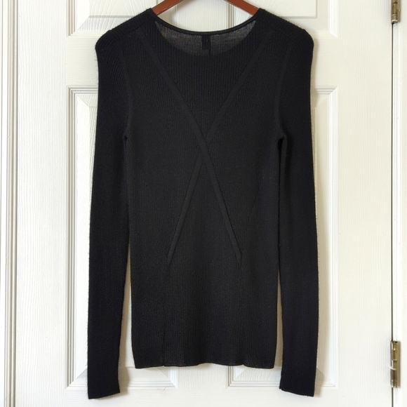 Theyskens' Theory Cashmere & Silk Lightweight Ribbed Knit Sweater Black Large - Picture 9 of 10